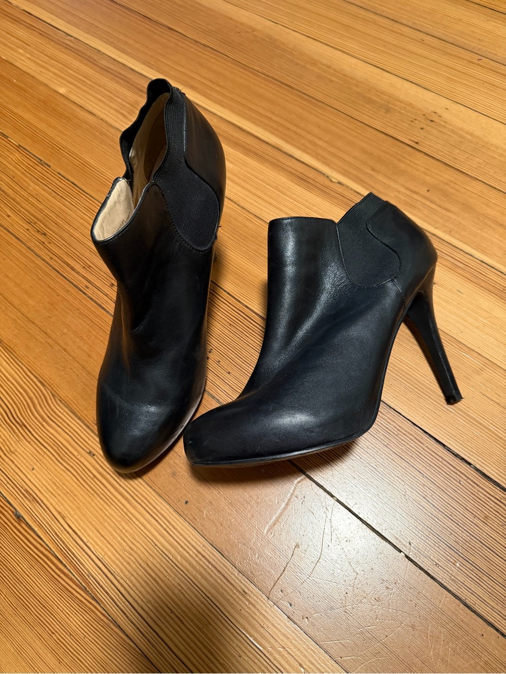 Guess Black Leather High Heel Ankle Booties